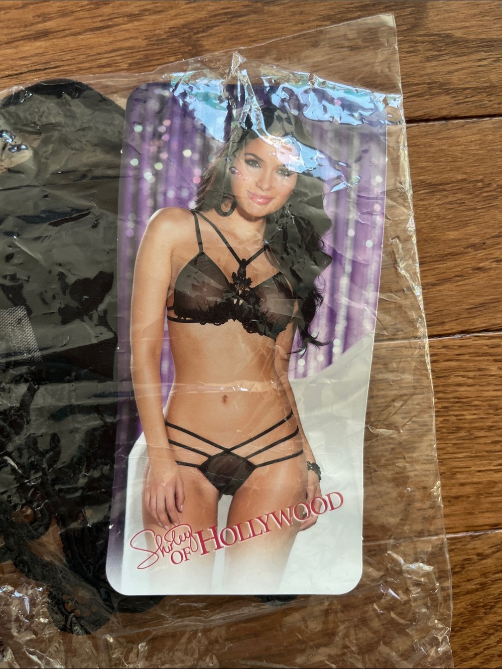 Shirley of Hollywood Black Strappy Lace Bra & Bikini Set